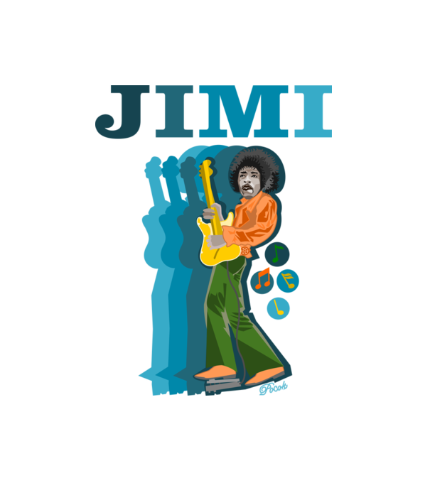 JIMI minta fehér pólón