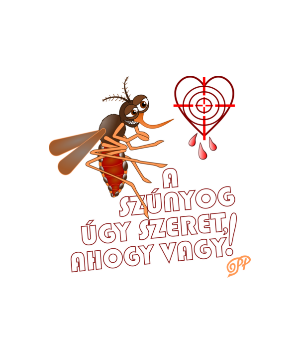 Szúnyog Szeretet minta fehér pólón