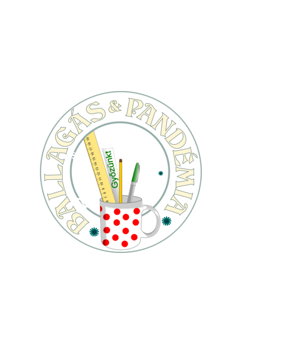 Ballagás és Pandémia Bögrés fehér szöveggel minta sötétkék pólón