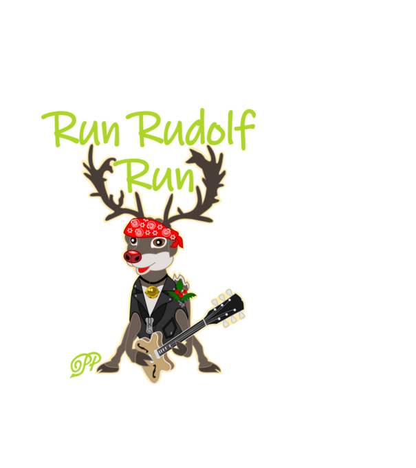 Run Rudolf Run Szarvas minta fehér pólón