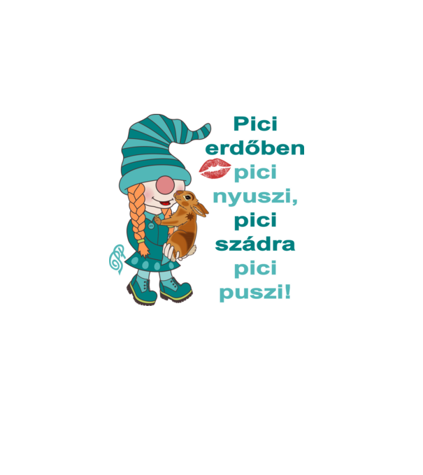 Pici Nyuszi Puszi minta fehér pólón