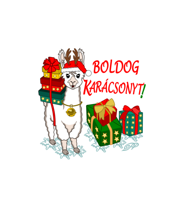 Boldog Karácsonyt Alpaca minta homokszín pólón