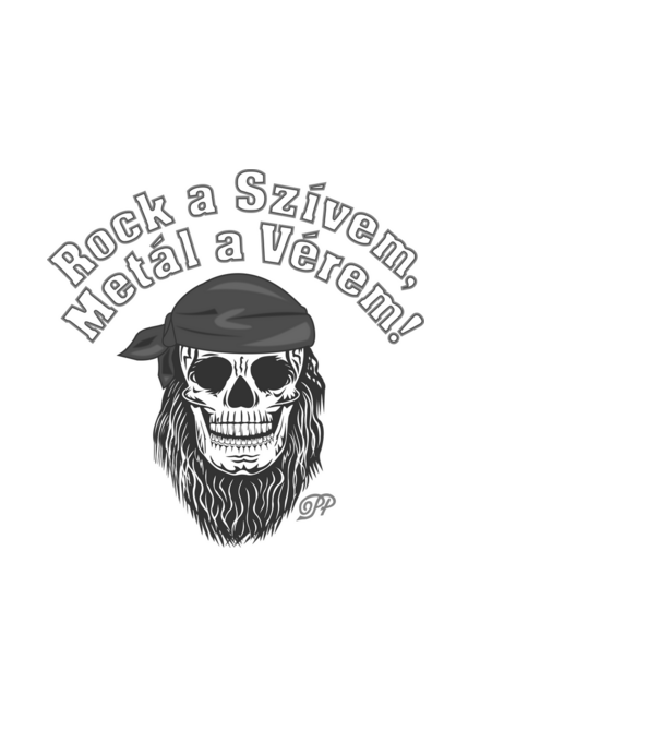 Rock szív Metál vér B minta fekete pólón