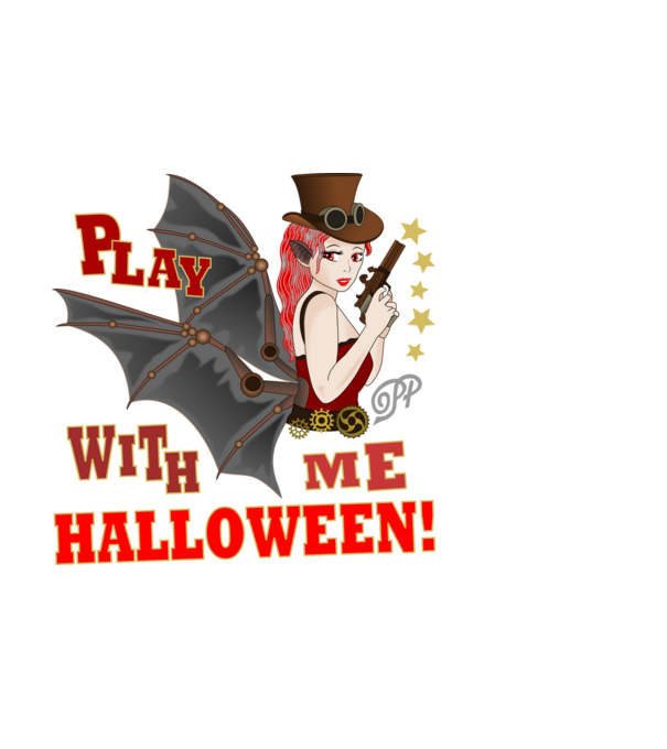 Játsz Velem Halloweent minta fekete pólón