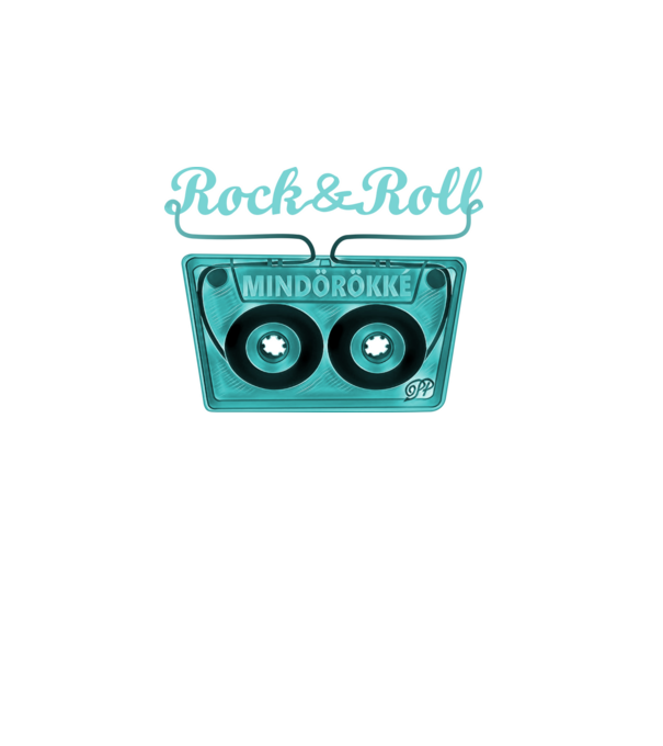 Rock & Roll Kazetta -kék minta sötétkék pólón