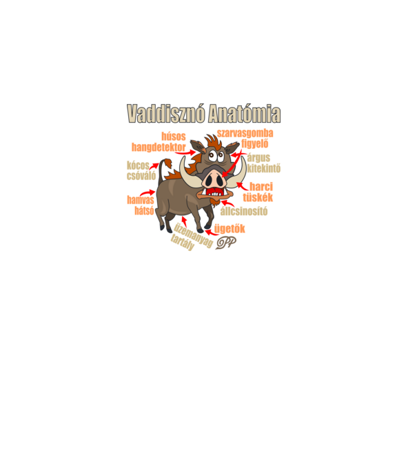 Vaddisznó Anatómia minta fekete pólón