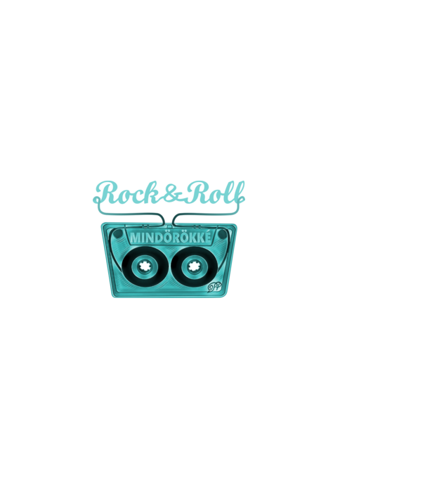 Rock & Roll Kazetta -kék minta fekete pólón