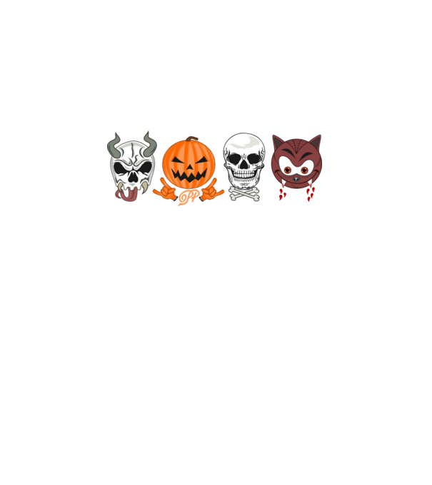 Halloween Fejek minta fekete pólón