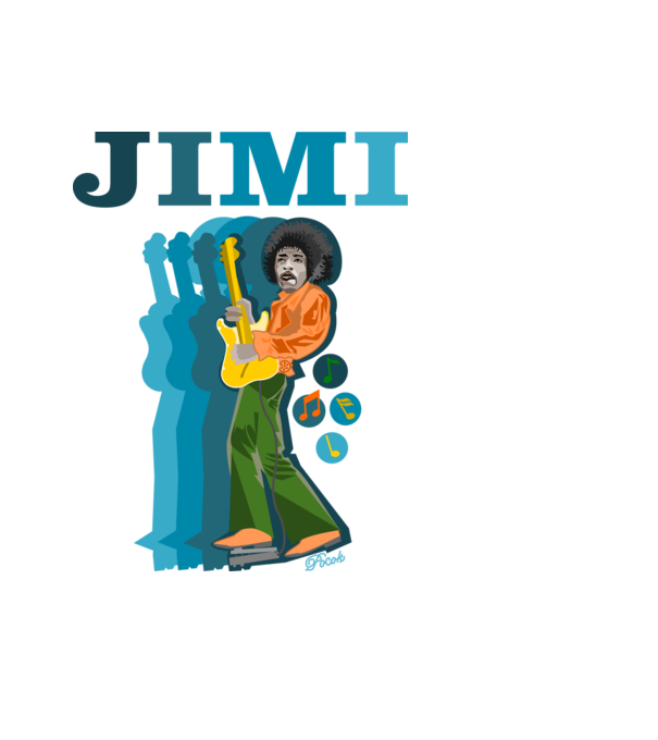 JIMI minta fekete pólón