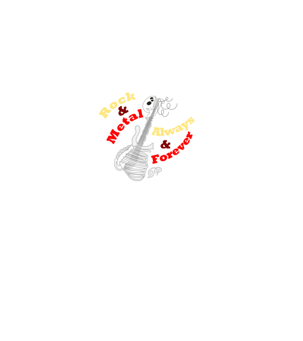 Csont Gitár Rock és Metál minta fekete pólón