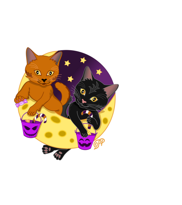 Halloweeni Cicák minta fekete pólón
