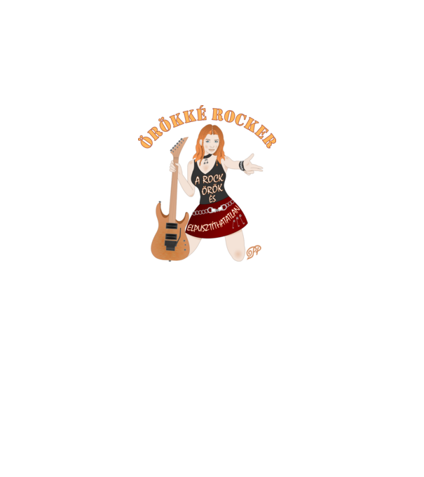 Örökké Rocker minta fekete pólón