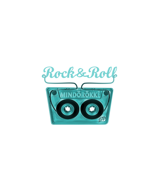 Rock & Roll Kazetta -kék minta fekete pólón
