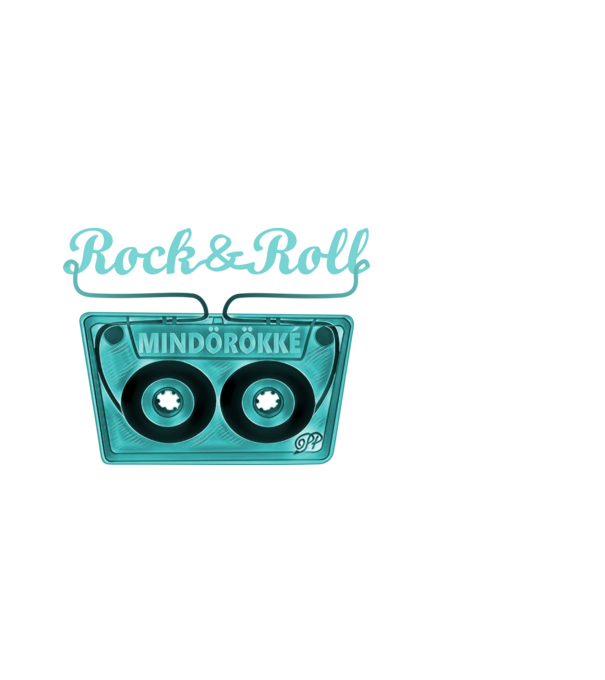Rock & Roll Kazetta -kék minta fekete pólón