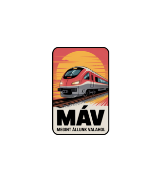MÁV - megint állunk valahol minta fehér pólón