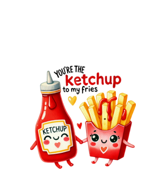 You are the ketchup to my fries minta fehér pólón