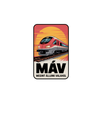 MÁV - megint állunk valahol minta fehér pólón