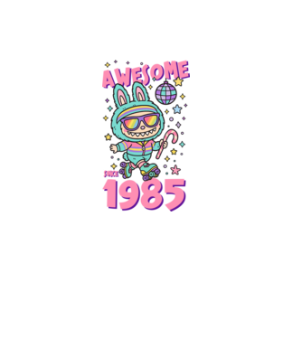 Awesome since 1985 Labubu - 40 éves születésnapra minta fehér pólón