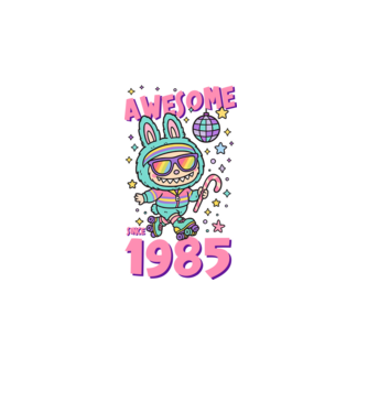 Awesome since 1985 Labubu - 40 éves születésnapra minta fehér pólón