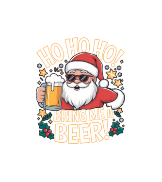 HO HO HO bring me a BEER fekete alapra minta fehér pólón