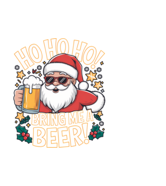 HO HO HO bring me a BEER fekete alapra minta fehér pólón