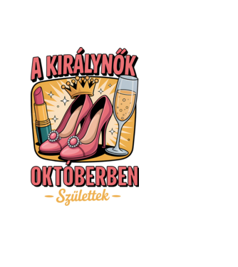 A királynők októberben születtek minta fekete pólón