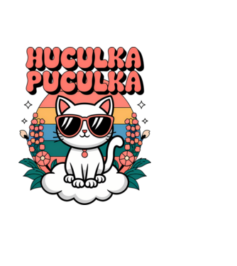 Huculka Puculka cica 1 minta fekete pólón