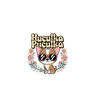 Huculka Puculka kutya 1 minta fehér pólón