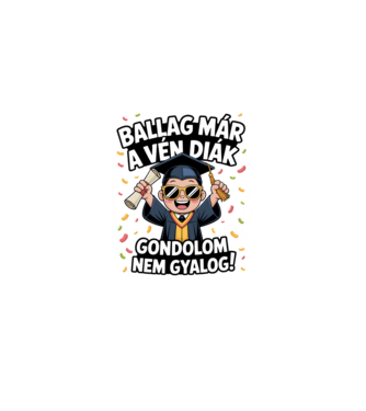 Ballag már a vén diák minta fekete pólón