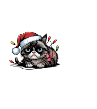 Christmas Spirit Grumpy Cat fekete alapra minta fekete pólón