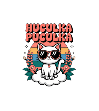 Huculka Puculka cica 1 minta fehér pólón