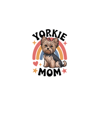 Yorkie Mom fehér pólóra minta fehér pólón