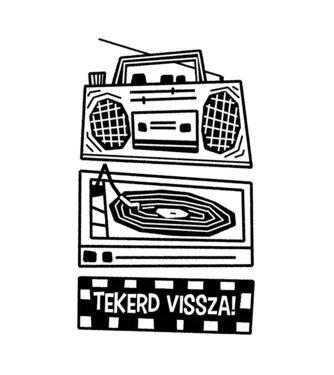 Tekerd vissza! minta fekete pólón