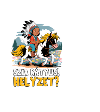 Szia Bátyus lovas minta fekete pólón