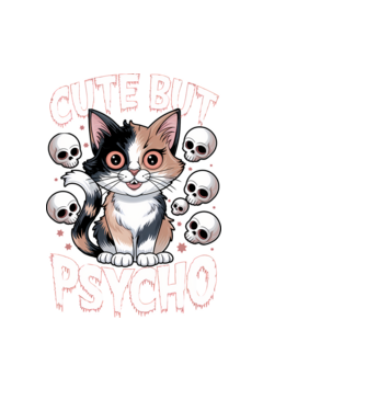 Cute, but PSYCHO Fekete alapra minta fekete pólón