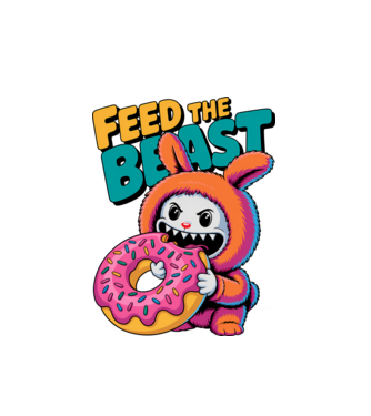 Feed the beast Labubu minta fehér pólón