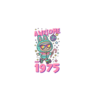 Awesome since 1975 Labubu - 50 éves születésnapra minta fehér pólón