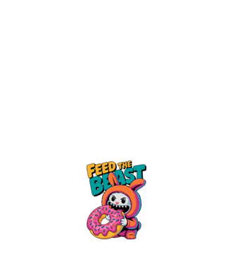 Feed the beast Labubu minta világos rózsaszín pólón