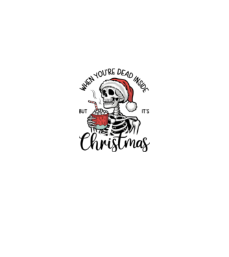 Dead inside, BUT it's Christmas fehér alapra minta fehér/piros pólón