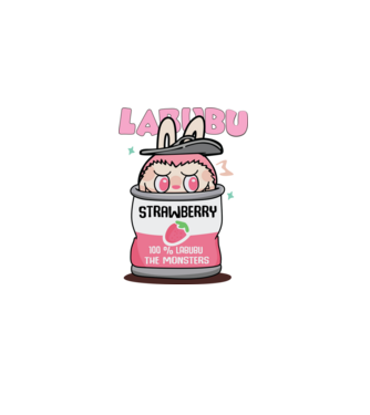 Labubu Strawberry minta fehér pólón