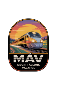 MÁV - megint állunk valahol minta fehér pólón