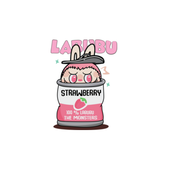 Labubu Strawberry minta fehér pólón