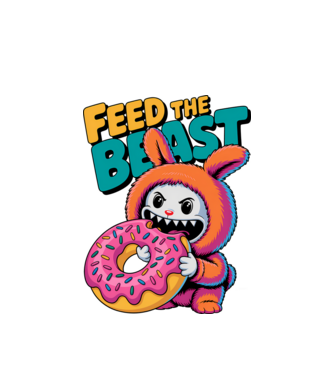 Feed the beast Labubu minta fehér pólón