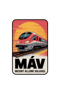 MÁV - megint állunk valahol minta fehér pólón
