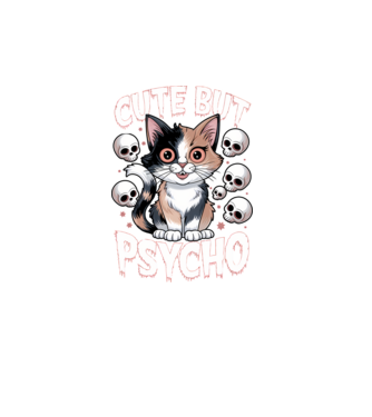 Cute, but PSYCHO Fekete alapra minta türkiz pólón
