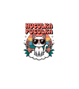 Huculka Puculka cica 1 minta fehér pólón