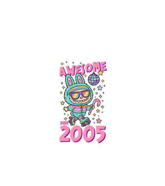 Awesome since 2005 Labubu - 20 éves születésnapra minta fehér pólón