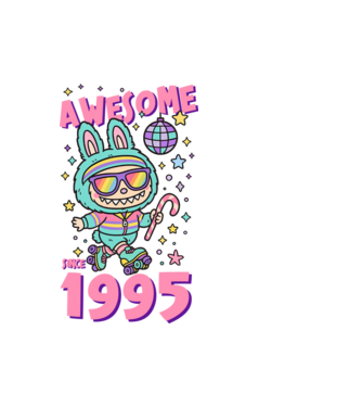 Awesome since 1995 Labubu - 30 éves születésnapra minta fehér pólón