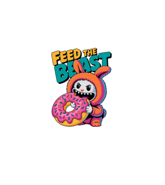 Feed the beast Labubu minta fehér pólón