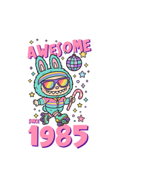 Awesome since 1985 Labubu - 40 éves születésnapra minta fehér pólón